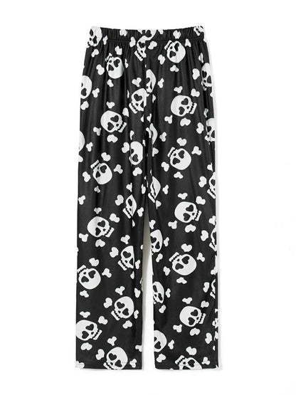 Loose Casual Dralon Skull Print Pajama Pants - Niora Deluna