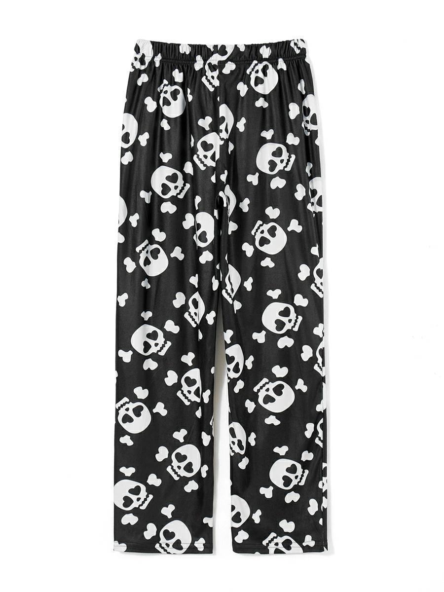 Loose Casual Dralon Skull Print Pajama Pants - Niora Deluna