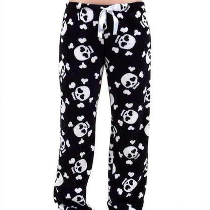 Loose Casual Dralon Skull Print Pajama Pants - Niora Deluna