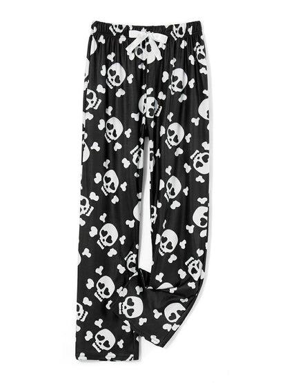 Loose Casual Dralon Skull Print Pajama Pants - Niora Deluna